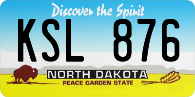 ND license plate KSL876
