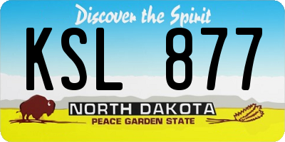 ND license plate KSL877