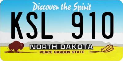 ND license plate KSL910