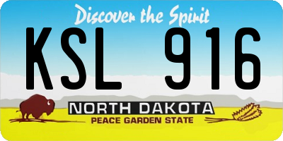ND license plate KSL916