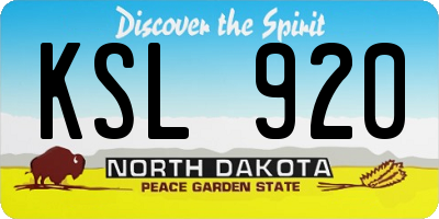 ND license plate KSL920