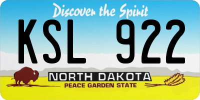 ND license plate KSL922