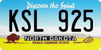 ND license plate KSL925