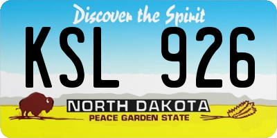 ND license plate KSL926