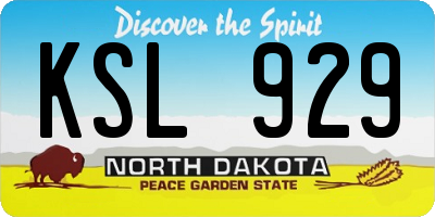 ND license plate KSL929
