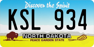 ND license plate KSL934