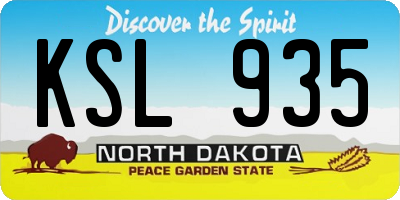 ND license plate KSL935