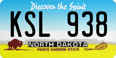 ND license plate KSL938