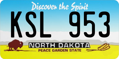 ND license plate KSL953