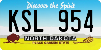 ND license plate KSL954