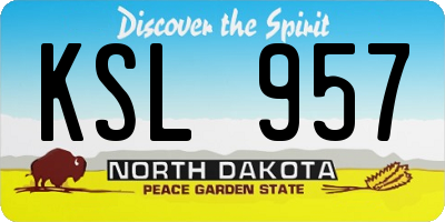 ND license plate KSL957