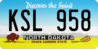 ND license plate KSL958