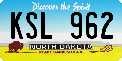 ND license plate KSL962