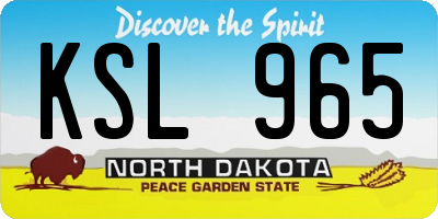 ND license plate KSL965
