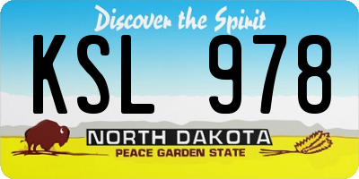 ND license plate KSL978