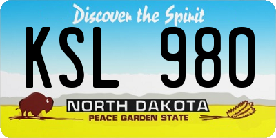 ND license plate KSL980