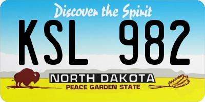 ND license plate KSL982