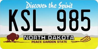 ND license plate KSL985