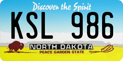 ND license plate KSL986