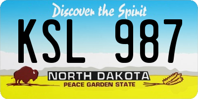ND license plate KSL987