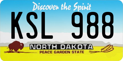 ND license plate KSL988