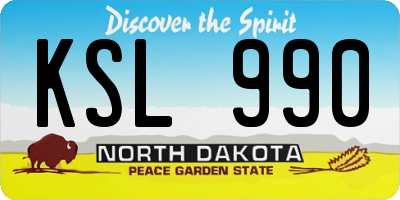ND license plate KSL990