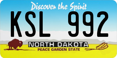 ND license plate KSL992