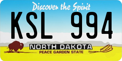 ND license plate KSL994