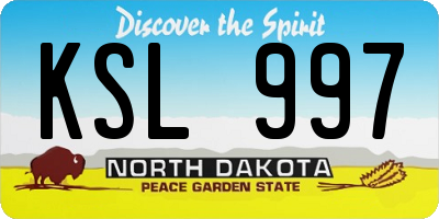 ND license plate KSL997