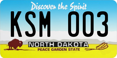 ND license plate KSM003