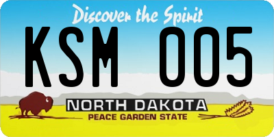 ND license plate KSM005