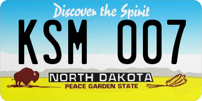 ND license plate KSM007