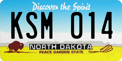 ND license plate KSM014