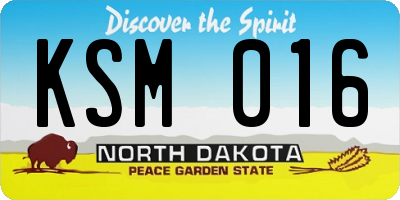 ND license plate KSM016