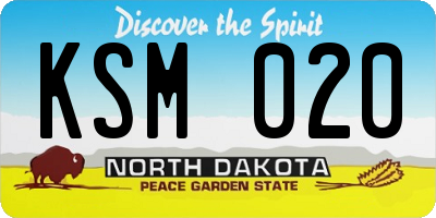 ND license plate KSM020