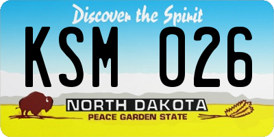 ND license plate KSM026