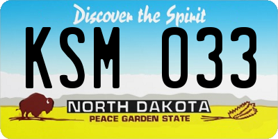 ND license plate KSM033