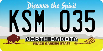 ND license plate KSM035