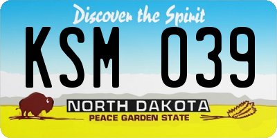 ND license plate KSM039