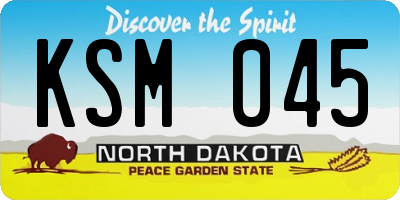 ND license plate KSM045