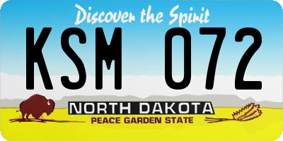 ND license plate KSM072