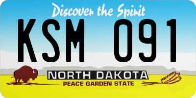 ND license plate KSM091