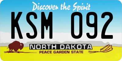 ND license plate KSM092