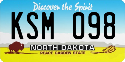 ND license plate KSM098