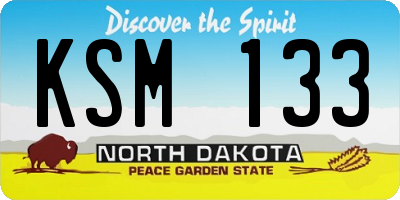 ND license plate KSM133