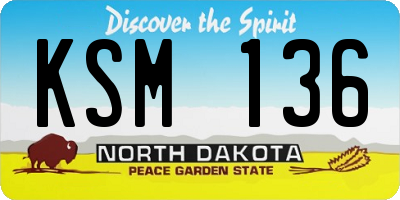 ND license plate KSM136