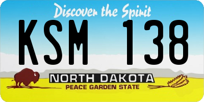 ND license plate KSM138
