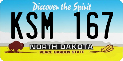 ND license plate KSM167