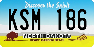 ND license plate KSM186