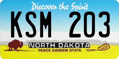 ND license plate KSM203